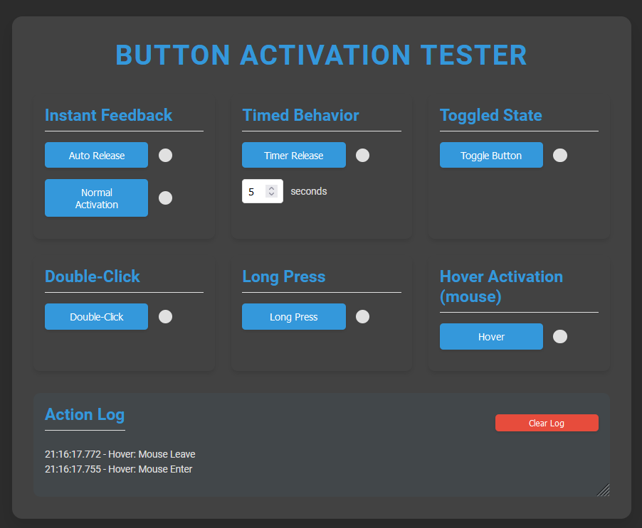 Assistive Device Activation Tester Screenshot